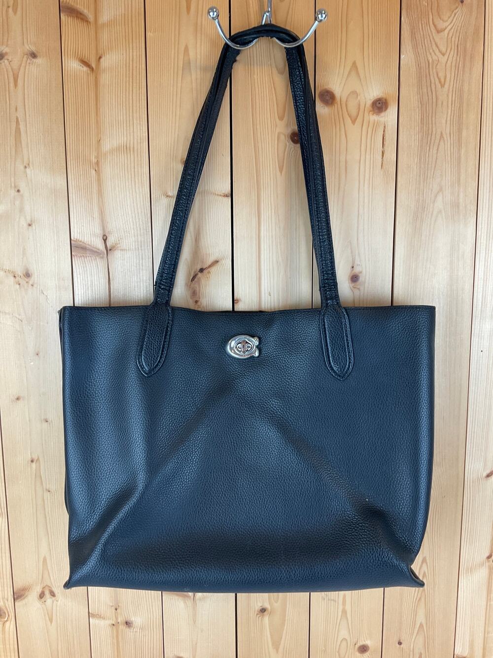 Coach Willow Leather Tote, Black - about 14x5x11 inches